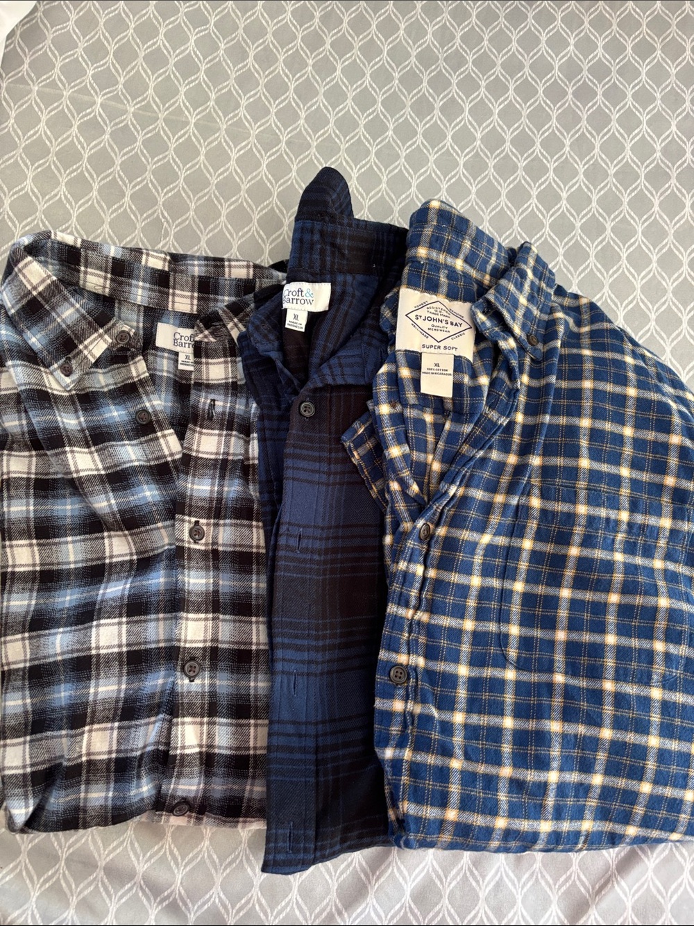Men's Blue Plaid Flannel Shirts - Multiple Shades of Blue. XL